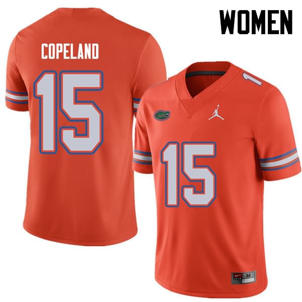 Women's NCAA Florida Gators Jacob Copeland #15 Stitched Authentic Jordan Brand Orange College Football Jersey FPG6165XS